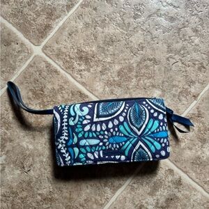 Vera Bradley Blue and Teal Patterned Wristlet